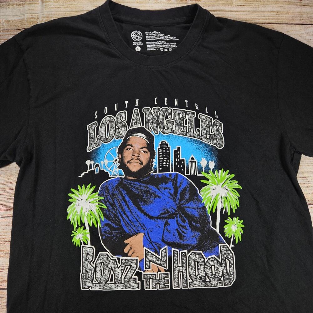 Ice Cube Boyz n the Hood Cross Colours Men's Black L Graphic T-Shirt Cotton